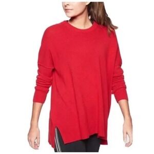 Athleta Perspective Red‎ Wool Cashmere Crew Neck Long Sleeve Relaxed Fit Sweater